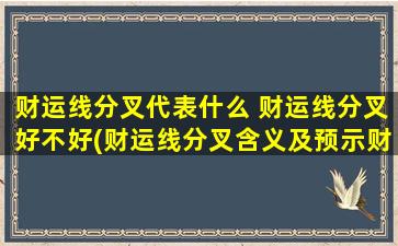 财运线分叉代表什么 财运线分叉好不好(财运线分叉含义及预示财运走向，如何看待财运线分岔？)